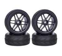 YONMFRDS RC Beadlock Tires For Arrma For Granite For Grom 1/18 Rubber Tires 12mm Hex RC 83x44mm Monster Truck Parts Preglued Model Accessory Modified Replace(Black,Size2)