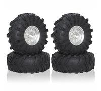 YONMFRDS RC Beadlock Tires For Axial For SCX10 For Wraith For Traxxas 1/10 2.2" Beadlock Wheel Rim Tire Set 4pcs 138mm Ultimate Upgrade RC Crawler Cars Parts(Silver)