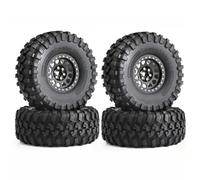 YONMFRDS RC Beadlock Tires For Axial For SCX10 For Wraith RR10 For Capra For Traxxas YK4082 YK4083 1/10 4Pcs 130mm Metal 2.2" Beadlock Wheel Rim Tire RC Crawler(Black)