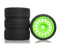 YONMFRDS RC Beadlock Tires For KM WRC C3 For ARRMA For Racing 1/7 1/8 Plastic Wheels Tires 17mm Hex RC For Rally Car On Road Model Accessory Upgrade Parts Replace(Green)