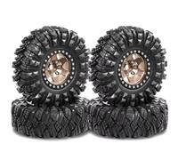 YONMFRDS RC Beadlock Tires For SCX10 AXI03007 Pro For TRX4 For TRX6 Gen7/8 D90 VS4-10 For MST CFX 1/10 Aluminum 1.9 Beadlock Wheels And Tires RC Crawler Car(Brown)