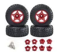 YONMFRDS RC Beadlock Tires For Slash For ARRMA For SENTON For HSP For HPI 1/8 1/10 4Pcs 109mm Wheel Tire With 12mm 14mm 17mm Hex RC Car Short Course Truck(Red)