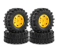 YONMFRDS RC Beadlock Tires For TRX4 For SCX10 1/10 4pcs 2. Beadlock Wheels Rims Tires OD 130mm Mud Slingers Plastics Hex 12mm RC Crawler Modified Trucks(Yellow)