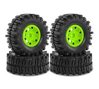 YONMFRDS RC Beadlock Tires For TRX4 For SCX10 1/10 4pcs 2. Beadlock Wheels Rims Tires OD 130mm Mud Slingers Plastics Hex 12mm RC Crawler Modified Trucks(Green)