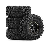 YONMFRDS RC Beadlock Tires For TRX4-M For Defender For Bronco For SCX24 For FMS 1/18 4PCS Metal 1 Inch Wheels With Tires Upgrade Hub Set RC Crawler Car Parts