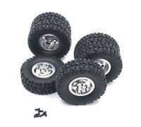 YONMFRDS RC Beadlock Tires For WPL C14 C24 B14 B16 B36 C34 C44 For HengLong For FeiYu For JJRC Metal Front Single Rear Dual Wheel Hub Tires RC Car Parts Upgrade(Silver)