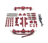 YONMFRDS RC Car DIY Parts For MN For MN82 LC79 1/12 Front Rear Axle Foot Pedals Pull Rod Suspension Frame Rudder Base RC Crawler Car Metal Upgrade Parts And Repair(Red)