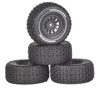 YONMFRDS RC Car Wheel Tyre Kit Compatible With Arrma For Mini For MOJAVE For GROM 1/14 RC Car Upgrade Parts Accessories 65mm Tires With Wheel Rims 12mm Hex Hub(Black)
