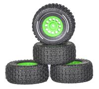 YONMFRDS RC Car Wheel Tyre Kit Compatible With Arrma For Mini For MOJAVE For GROM 1/14 RC Car Upgrade Parts Accessories 65mm Tires With Wheel Rims 12mm Hex Hub(Green)