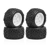 YONMFRDS RC Car Wheel Tyre Kit Compatible With ARRMA For TYPHON For GRANITE For GROM 1/18 RC Car Upgrade Parts Accessories 72.5mm Short Course Truck Tire Tyre(Silver)