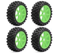 YONMFRDS RC Car Wheel Tyre Kit Compatible With ARRMA For Typhon For Kyosho For HPI 1/8 RC Off-Road Car Parts Accessories 115mm Rubber Tires With 17mm Hex Wheel Rims(Green)