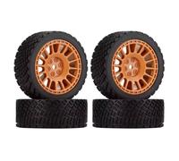 YONMFRDS RC Car Wheel Tyre Kit Compatible With Rolly XV02 For TT01 1/10 RC Car Upgrade Replacement Parts Accessories 12mm Hex 68mm Rubber Tires With Wheel Rims(Orange)