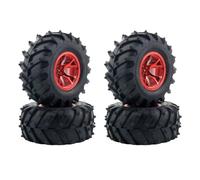 YONMFRDS RC Car Wheel Tyre Kit Compatible With Traxxas For SCX10 1/10 RC Car Crawler Upgrade Replacement Parts Accessories 12mm Hub 120mm 125mm 130mm Tires Wheels(Red)