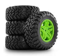 YONMFRDS RC Car Wheel Tyre Kit Compatible With Traxxas For Slash For Arrma For HuanQi For HPI For HSP 1/10 RC Car Upgrade Parts Accessories 110mm Tires Wheels 12mm Hex(Green)