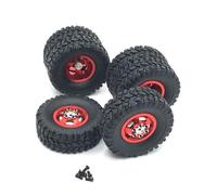 YONMFRDS RC Car Wheel Tyre Kit Compatible With WPL C14 C24 B14 C34 C44 For HengLong For FeiYu For JJRC RC Car Part Metal Front Single Rear Dual Wheel Hub Tires(Red)