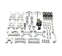 YONMFRDS RC Cars Models Parts For WLtoys 104072 1/10 Metal Upgrade For Swing Arm Pull Rod Steering Cup Shock Absorber 13 Piece Kit RC Car Parts(Silver)