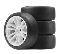 YONMFRDS Rc Models Accessories For TT01 For TT02 XV02 XV01 PTG2 A959 1/10 Drift Tires And Plastic Wheels Rims 12mm Hex Road Touring For Street Car RC(WHITE)