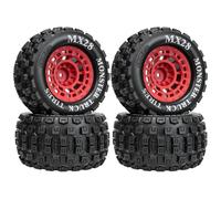 YONMFRDS RC Repairs Spare Parts For Arrma Big For Rock For Granite For Vorteks 3S For Traxxas For Rustler 1/10 4Pcs 2.8inch Tires With 12mm Hex Adapter RC Truck Parts(Red)