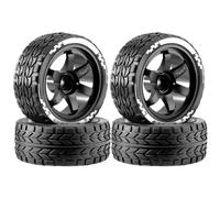 YONMFRDS RC Repairs Spare Parts For HW Matchbox Domeka 1/10 4PCS 12MM Connector AlloAy Wheels Rubber Tires RC Diecast Car Model Off Road Parts(Black)