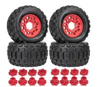 YONMFRDS RC Repairs Spare Parts For Traxxas For Maxx For Arrma For Granite For Kraton 1/10 4pcs 128mm Tire 12mm And 14mm Hex RC Car Monster Stunt Truck Parts(Red)
