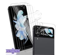 Yonntmmi Screen Protector for Galaxy Z Flip 4 Film 4+1 Piece, Flexible TPU Film with Camera Protection Tempered Glass Bubble-Free Soft, Anti-Scratch, HD TPU for Galaxy Z Flip 4