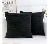 Yonous Corduroy Cushion Covers, Soft Square Decorative Throw Pillow Home Decor for Living Room Couch Bed Sofa, Set of 2 Pack, Black, 40x40 CM / 16x16 Inch