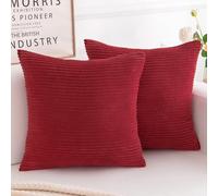 Yonous Corduroy Cushion Covers, Soft Square Decorative Throw Pillow Home Decor for Living Room Couch Bed Sofa, Set of 2 Pack, Red, 45x45 CM / 18x18 Inch