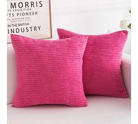 Yonous Corduroy Cushion Covers, Soft Square Decorative Throw Pillow Home Decor for Living Room Couch Bed Sofa, Set of 2 Pack, Hot Pink, 40x40 CM / 16x16 Inch