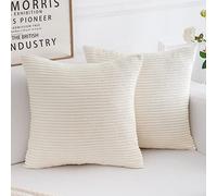 Yonous Corduroy Cushion Covers, Soft Square Decorative Throw Pillow Home Decor for Living Room Couch Bed Sofa, Set of 2 Pack, Cream White, 50x50 CM / 20x20 Inch