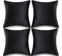 Yonous Cushion Covers, Soft Premium Velvet Decorative Throw Pillow for Sofa Bed Couch Chair, Set of 4, Black, 16x16 inch / 40 x 40 cm