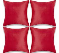 Yonous Cushion Covers, Soft Premium Velvet Decorative Throw Pillow for Sofa Bed Couch Chair, Set of 4, Red, 16 x 16 inch / 40 x 40 cm