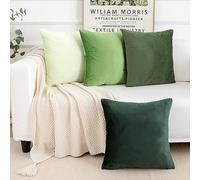 Yonous Gradient Colors Combo Set Cushion Covers, Premium Velvet Soft Square Decorative Throw Pillow for Sofa Bedroom Car, Set of 4, (20''x20'', Green-Sage Green)