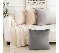 Yonous Gradient Colors Combo Set Cushion Covers, Premium Velvet Soft Square Decorative Throw Pillow for Sofa Bedroom Car, Set of 4, (20''x20'', Neutral)