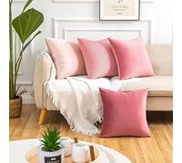 Yonous Gradient Colors Combo Set Cushion Covers, Premium Velvet Soft Square Decorative Throw Pillow for Sofa Bedroom Car, Set of 4, (18''x18'', Pink-Light Pink)