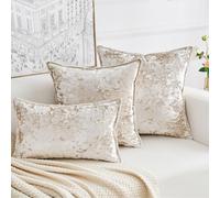 Yonous Premium Series, Crushed Velvet Cushion Covers, Luxury Thick Throw Pillow for Home Decor, Cream White, 20x20 Inch / 50 x 50 cm