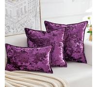Yonous Premium Series, Crushed Velvet Cushion Covers, Luxury Thick Throw Pillow for Home Decor, Eggplant Purple, 12x20 Inch / 30 x 50 cm