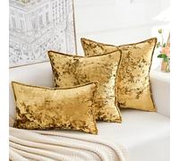 Yonous Premium Series, Crushed Velvet Cushion Covers, Luxury Thick Throw Pillow for Home Decor, Gold, 12x20 Inch / 30 x 50 cm