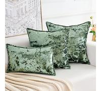 Yonous Premium Series, Crushed Velvet Cushion Covers, Luxury Thick Throw Pillow for Home Decor, Olive Green, 12x20 Inch / 30 x 50 cm