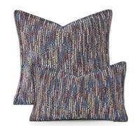 Yonous Premium Series Fringe Boho Cushion Covers, Linen Woven Luxury Thick Throw Pillow with Tassels for Home Décor, Indigo, 20x20 Inch / 50 x 50 cm