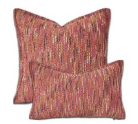 Yonous Premium Series Fringe Boho Cushion Covers, Linen Woven Luxury Thick Throw Pillow with Tassels for Home Décor, Burgandy, 20x20 Inch / 50 x 50 cm