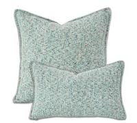 Yonous Premium Series Tweed Style Cushion Covers, Linen Woven Textured Luxury Thick Throw Pillow for Home Décor, Aqua Green, 18x18 Inch / 45 x 45 cm