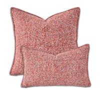 Yonous Premium Series Tweed Style Cushion Covers, Linen Woven Textured Luxury Thick Throw Pillow for Home Décor, Burgundy, 12x20 Inch / 30 x 50 cm