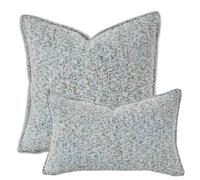 Yonous Premium Series Tweed Style Cushion Covers, Linen Woven Textured Luxury Thick Throw Pillow for Home Décor, Azure, 12x20 Inch / 30 x 50 cm