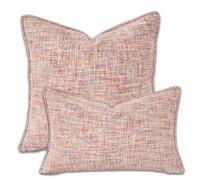 Yonous Premium Series Tweed Style Cushion Covers, Linen Woven Textured Luxury Thick Throw Pillow for Home Décor, Pastel Pink, 12x20 Inch / 30 x 50 cm
