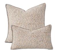 Yonous Premium Series Tweed Style Cushion Covers, Linen Woven Textured Luxury Thick Throw Pillow for Home Décor, Beige Pink, 18x18 Inch / 45 x 45 cm