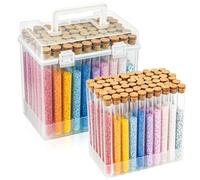 YONOVO 60 Diamond Painting Storage Containers Organizer, 6'' Bead Storage Tubes with Caps, Plastic Test Tube Holder with Cork Stopper Label&Stickers,Carrying Case Box for Dots Drill Rhinestone Glitter