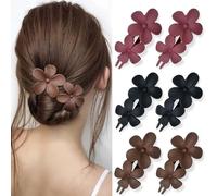 YONOY 6 Pcs Flower Hair Clips Matte French Hair Barrette Stylish Lay Flat Hair Clips for All Hair Types Non-Slip Hair Clamps Grab Elegant Hair Accessories for Women Girls