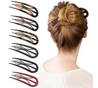 YONOY 6Pcs French Hair Pin for Women, U-Shaped French Pin Flat Hair Clips, Large Styling Pins for Thin Thick Hair, Unique 3 Internal Teeth Sticks