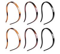 YONOY 6Pcs Plastic HairBand Designed for Eyewear No Pressure No Headache Comfortable Headbands for Women Fashion Thin Headbands Non Slip (Black, Tortoise,coffee)