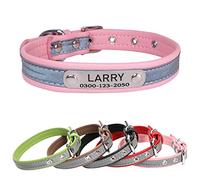 Yonsbox Custom Engraved Reflective Dog & Cat Collar with Silent Metal ID Tag, Personalised Dog Cat Collar, No-Jingle Name Plate, Ultra Soft Microfiber, Night Safety for Small Medium Large Dogs Cats
